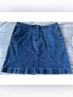 Vintage Ralph Lauren Co. Classic Blue Denim A-Line Midi-Skirt